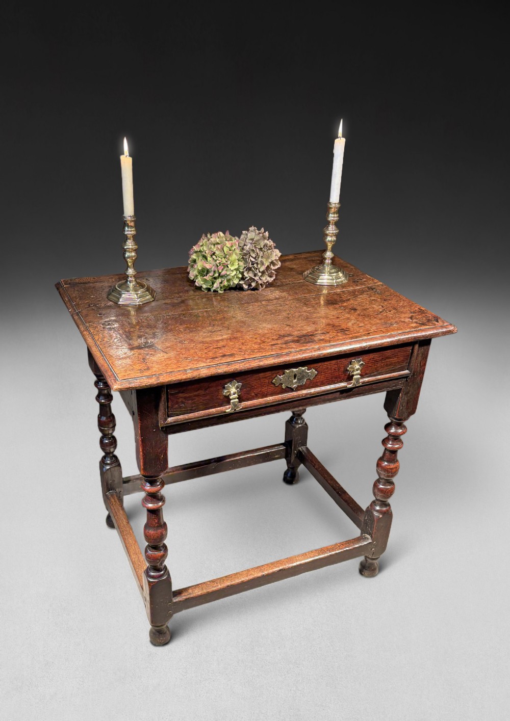 Queen Anne Oak Single Drawer Side Table