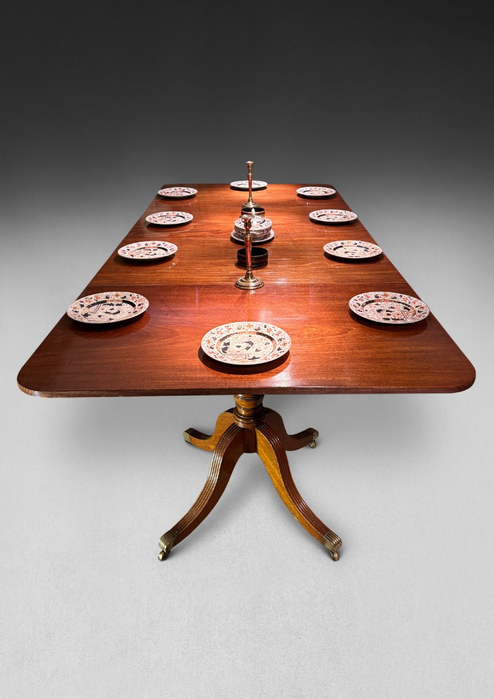 George III Mahogany two Pillar Dining Table with 2 leaves View II
