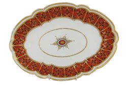 BARR WORCESTER PORCELAIN ORANGE BLACK OVAL DISH