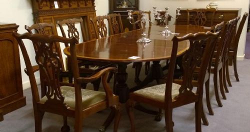 Set of 12 Chippendale Mahogany Dining Chairs.
