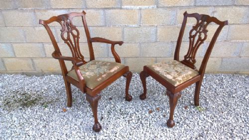 fig 1. Set of 12 Chippendale mahogany dining chairs.