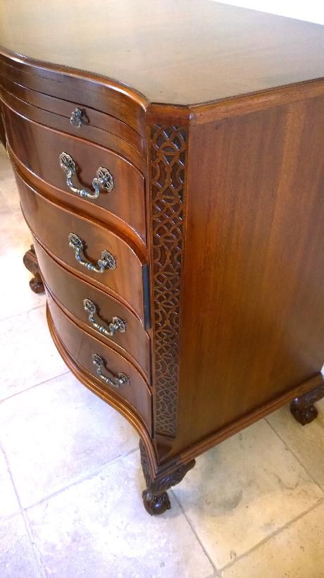 fig 1. Chippendale Chest of drawers, bow fronted with original handles, superb size
