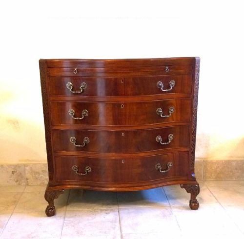 Chippendale Chest of Drawers, Bow Fronted with Original Handles, Superb Size