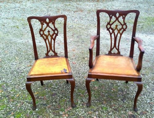 A Handsome Set of 12 Mahogany Chippendale Chairs 10 Plus 2 Carvers.