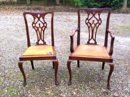 fig 1. A handsome set of 12 mahogany Chippendale Chairs 10 plus 2 carvers.