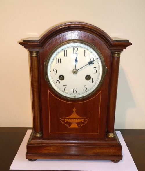 Edwardian Inlaid Mahogany Mantle Clock