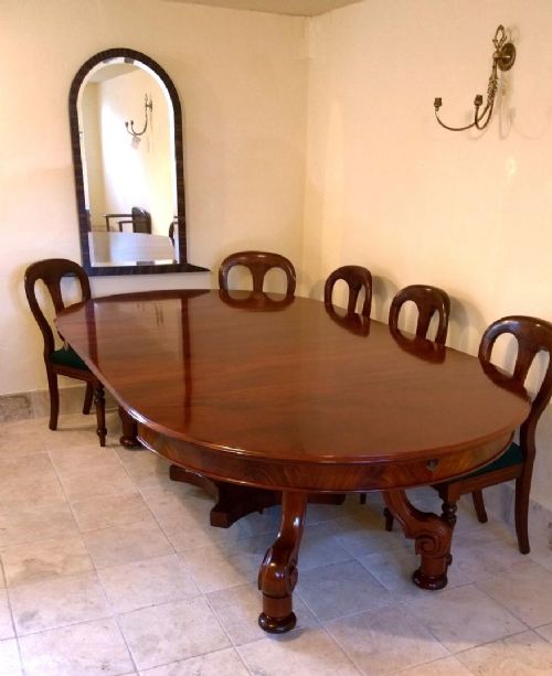 19th Century Mahogany Extending Pedestal Dining Table,fabulous Quality