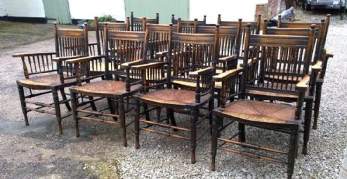 A Very Rare Set of 12 Arm Chairs in Arts and Crafts Style