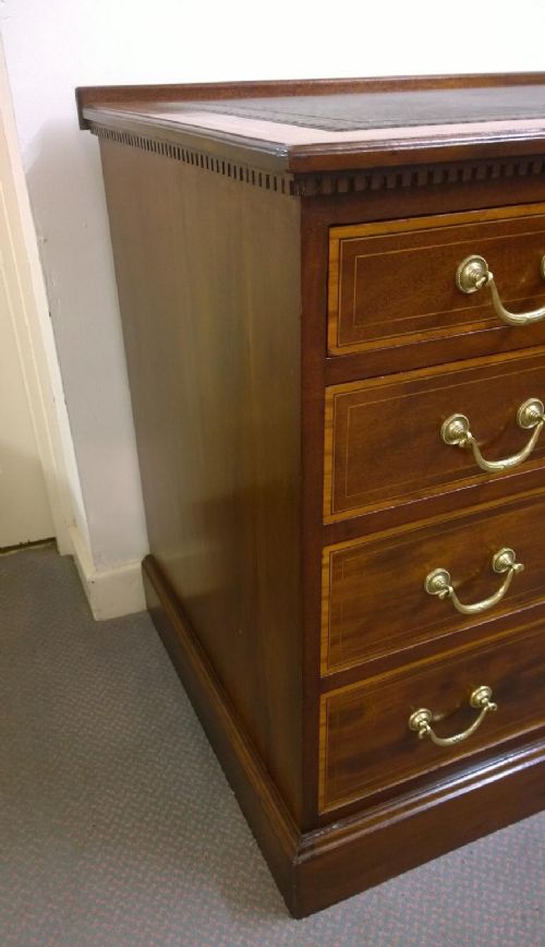fig 1. Impressive Inlaid Mahogany Edwardian Kneehole Desk.