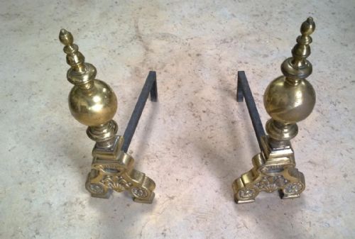 A Pair of Large Fire Dogs / Andirons.