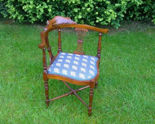 Pretty Inlaid Corner Chair, Circa 1900