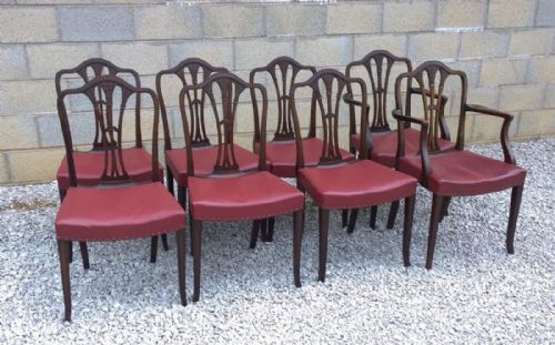 SET OF 8 MAHOGANY DINING CHAIRS IN HEPPLEWHITE STYLE EARLY 1900S - ADDITIONAL PHOTO 1