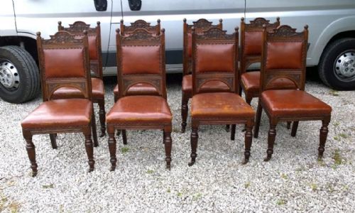 Well Detailed Set of Eight 19thc Oak Dining Chairs.
