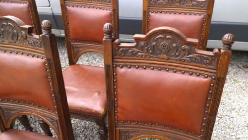 fig 1. Well detailed set of eight 19thC Oak dining chairs.