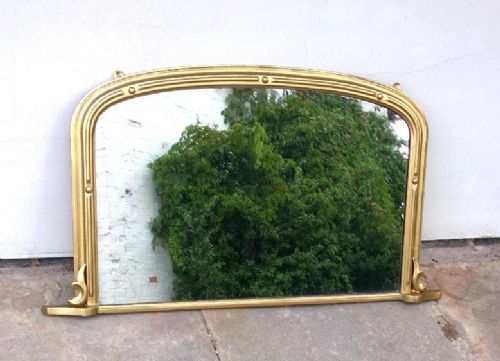 Gilt Wall Mirror/ Overmantle 19thcentury  with Arch Top, Landscape Shape