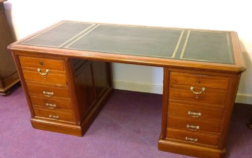 fig 1. 19th Century French Mahogany Kneehole desk, very solid example.