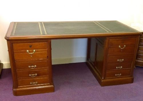 19th Century French Mahogany Kneehole Desk, Very Solid Example.