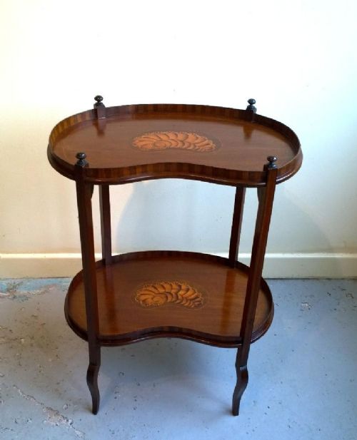 Inlaid Mahogany Kidney Shape Occasional Table