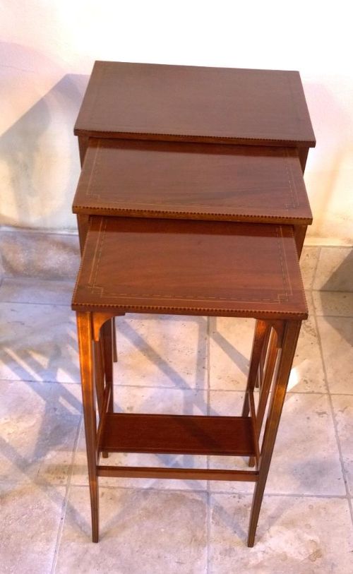 Inlaid Mahogany Nest of Tables Early 1900s
