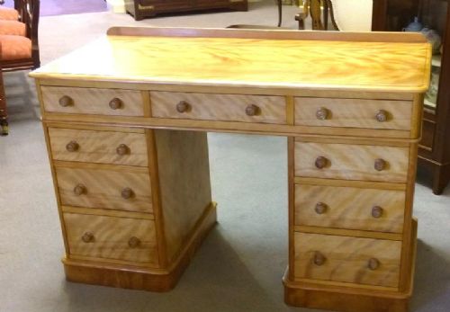 Clean Victorian Satin Birch Kneehole Desk