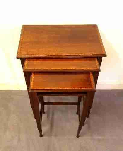 Pretty Inlaid Mahogany Nest of Tables