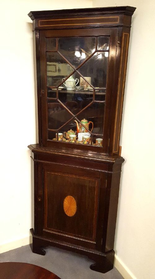 fig 1. Inlaid Corner display cabinet. Serious Bargain to clear