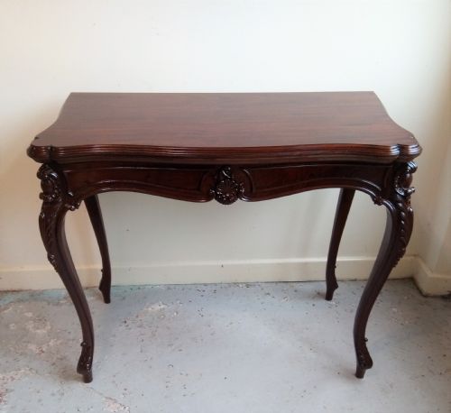 Mahogany Fold Over Table on Elegant Cabriole Leg