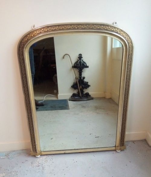 19thc Gilt and Part Ebonised Arch Top Overmantle Mirror, Original Glass/feet Etc