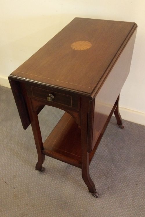 Sheraton Rivival Inlaid Mahogany Occasional / Drop Leaf Table