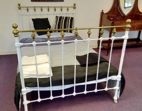 fig 1. 19thC ( Victorian ) Cast and brass 4ft bed.