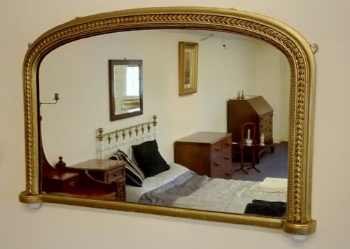 Gilt 19th Century Arch Top Overmantle Mirror, Landscape.