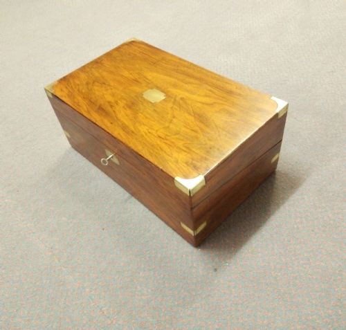 19thc Walnut Writing Box or Slope, Very Clean with Key.