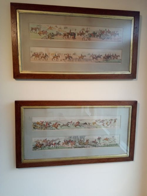 Pair of Hand Coloured Equestrian Engravings / Pictures Early 1800s