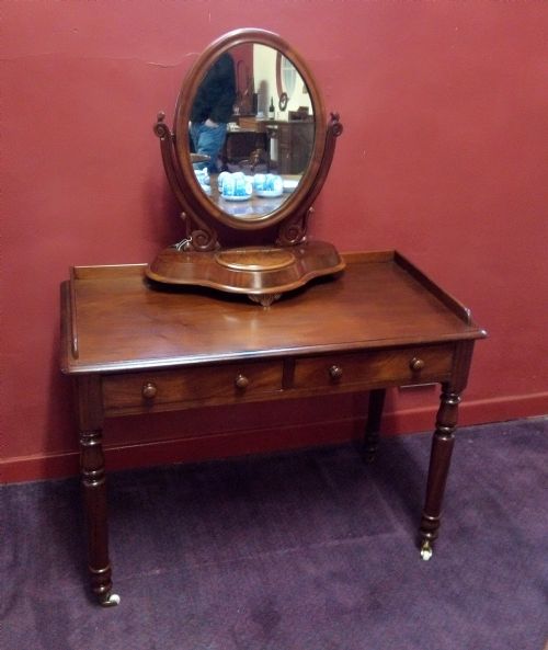 19th Century Mahogany Dressing Table with Mirror