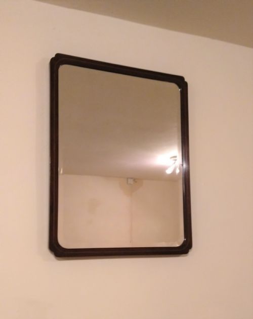 Edwardian Inlaid Mahogany Wall Mirror with Bevelled Glass