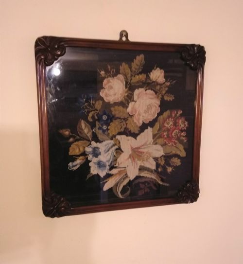 19th Century Tapestry in Lovely Mahogany Frame
