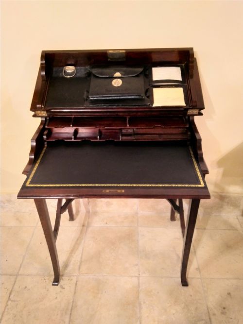 Writing Table, Early last Century Mahogany Patented, Really Unusual.