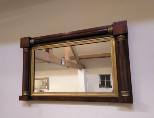 19th Century Rosewood Overmantle Mirror with Parcel Gilt.