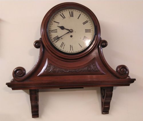 19THC MAHOGANY FUSEE WALL CLOCK WITH BRACKET SUPPORTS - ADDITIONAL PHOTO 1