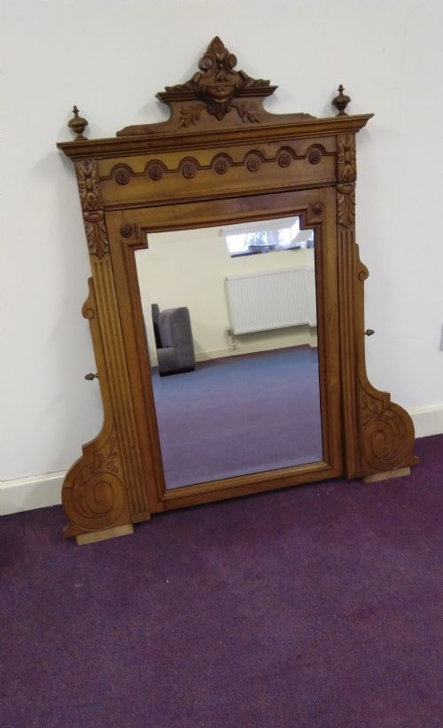 FRENCH WALNUT DRESSING TABLE MIRROR AND TRINKET DRAWERS OR OVERMANTLE - ADDITIONAL PHOTO 5