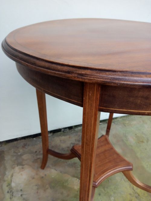 INLAID EDWARDIAN MAHOGANY OCCASIONAL TABLE - ADDITIONAL PHOTO 2