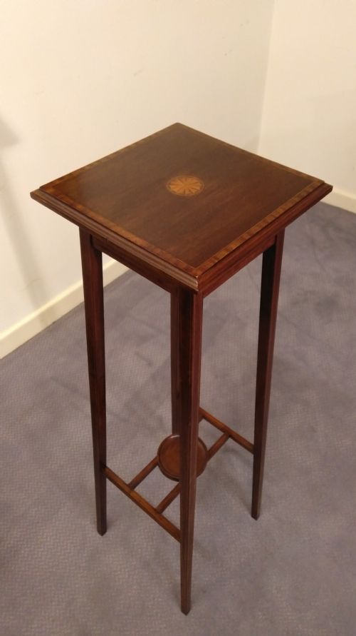 Edwardian Inlaid Mahogany Plant Stand.