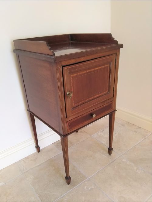 Inlaid Cabinet, Mahogany Bedside or Side Table