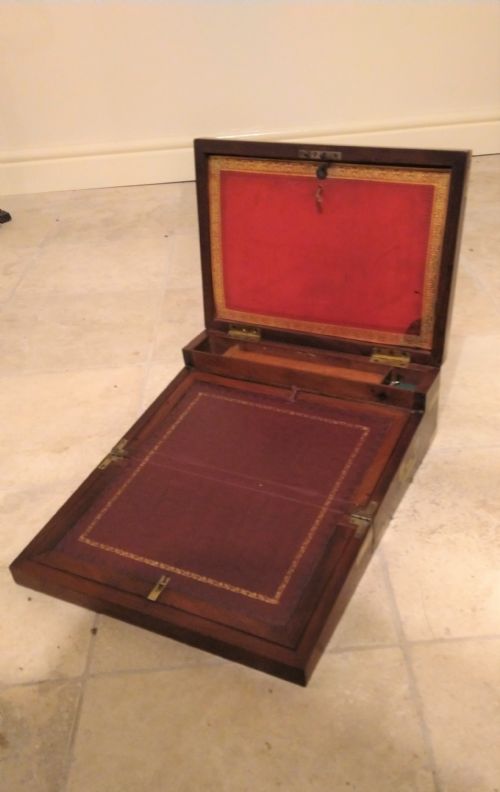 19THC MAHOGANY WRITING BOX SLOPE - ADDITIONAL PHOTO 8
