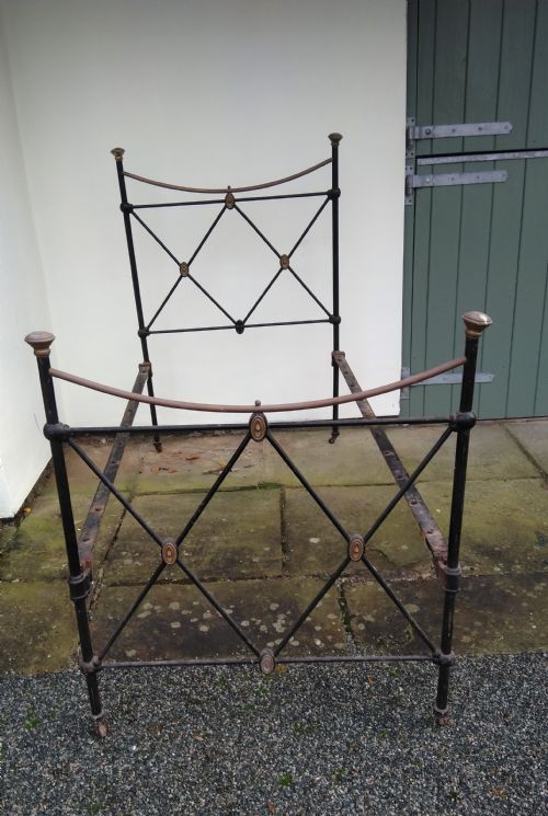 Edwardian Brass and Iron Single Bed