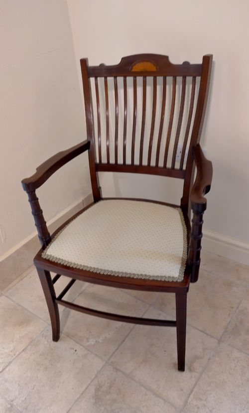 INLAID MAHOGANY ELBOW DESK CHAIR - ADDITIONAL PHOTO 1
