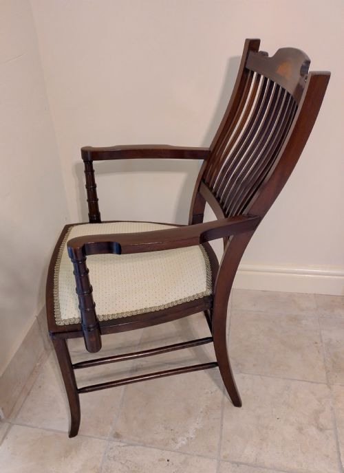 INLAID MAHOGANY ELBOW DESK CHAIR - ADDITIONAL PHOTO 5