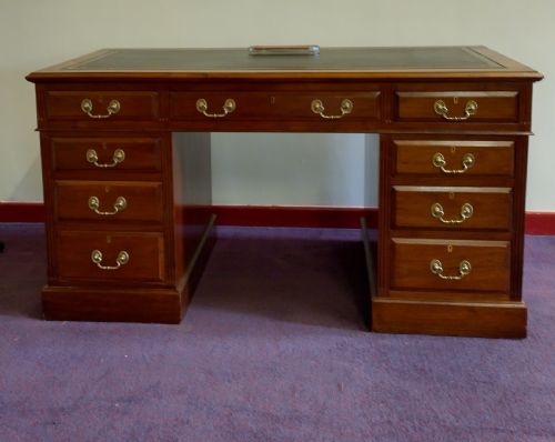 Impressive Walnut Kneehole Pedestal Desk