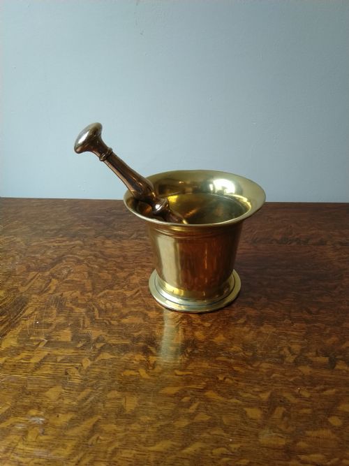 Solid Brass 19thc Pestle and Mortar