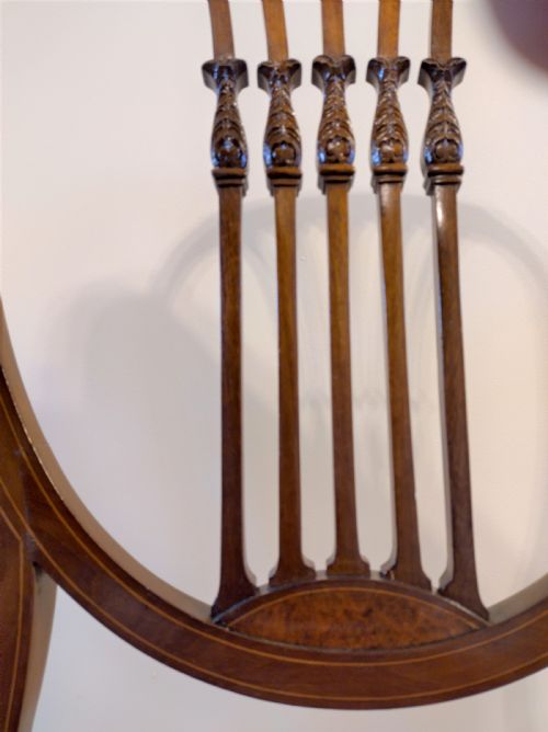 TWO SHERATON REVIVAL INLAID BEDROOM CHAIRS - ADDITIONAL PHOTO 3